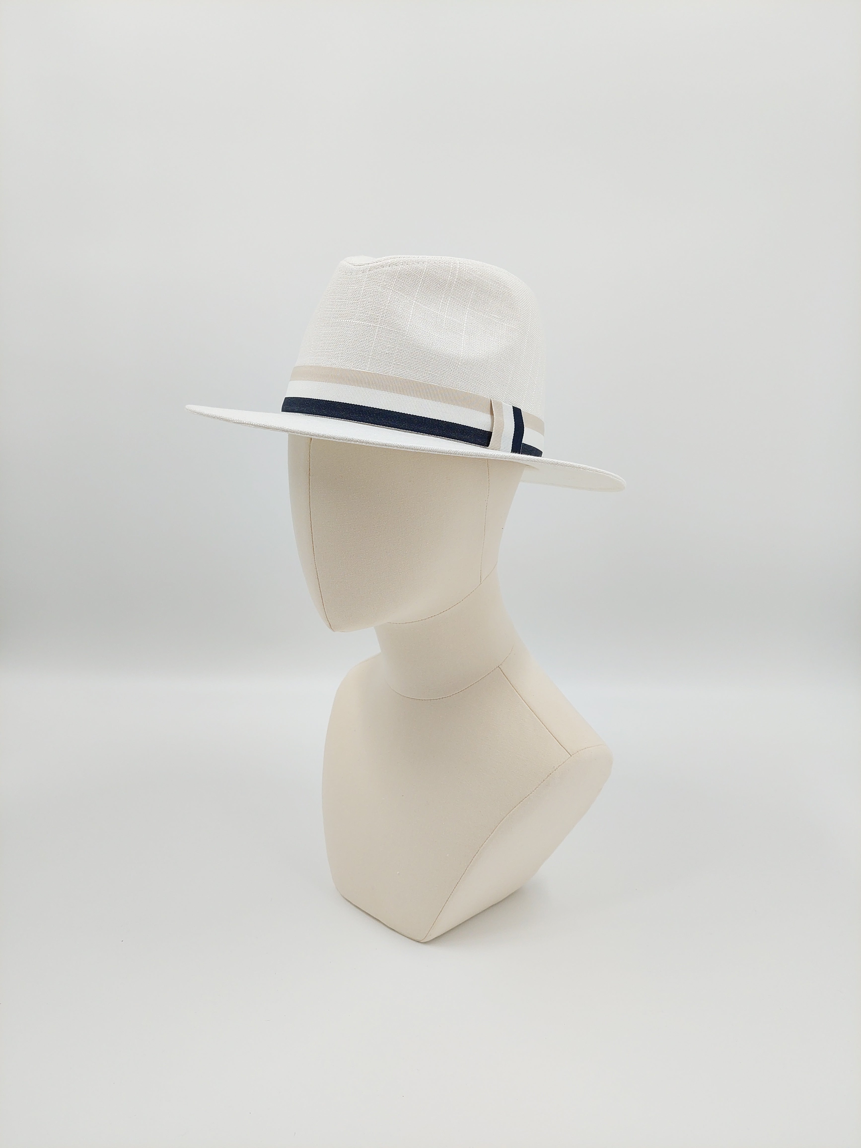 White linen sale fedora hat