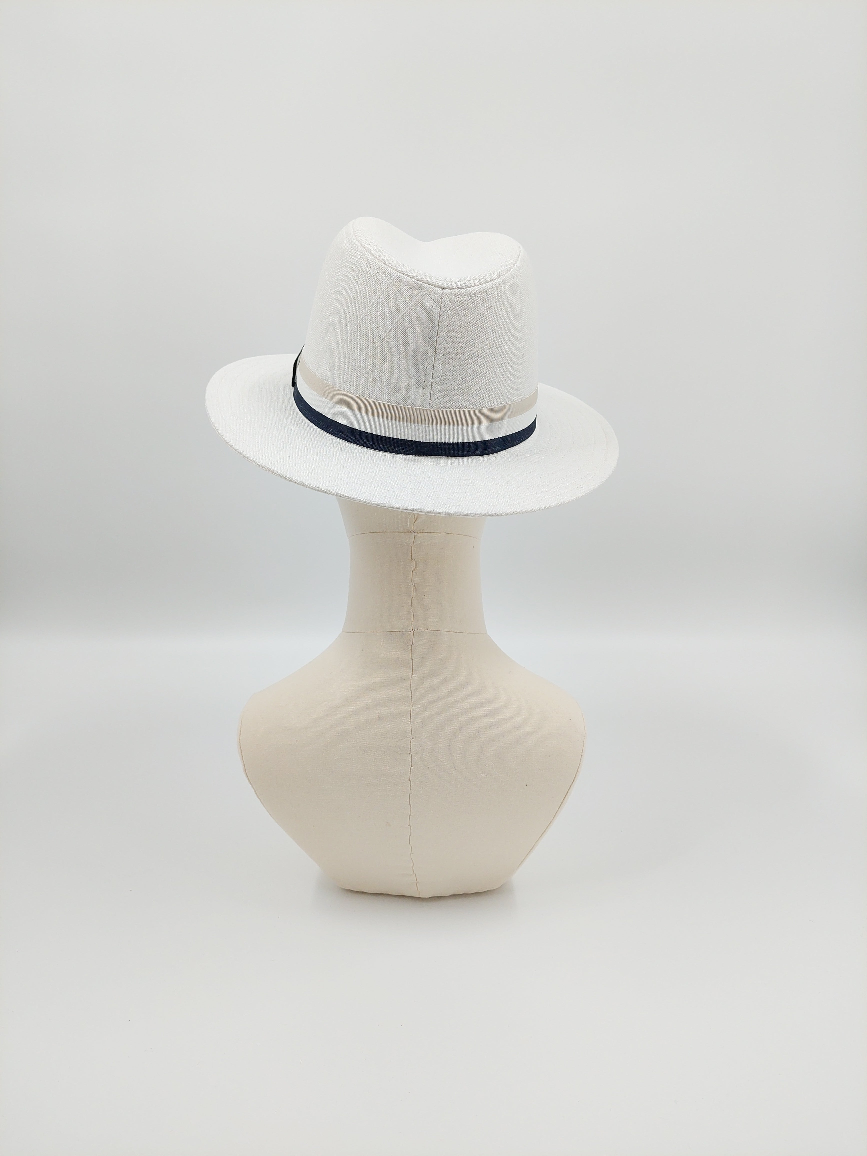 White linen sales fedora hat