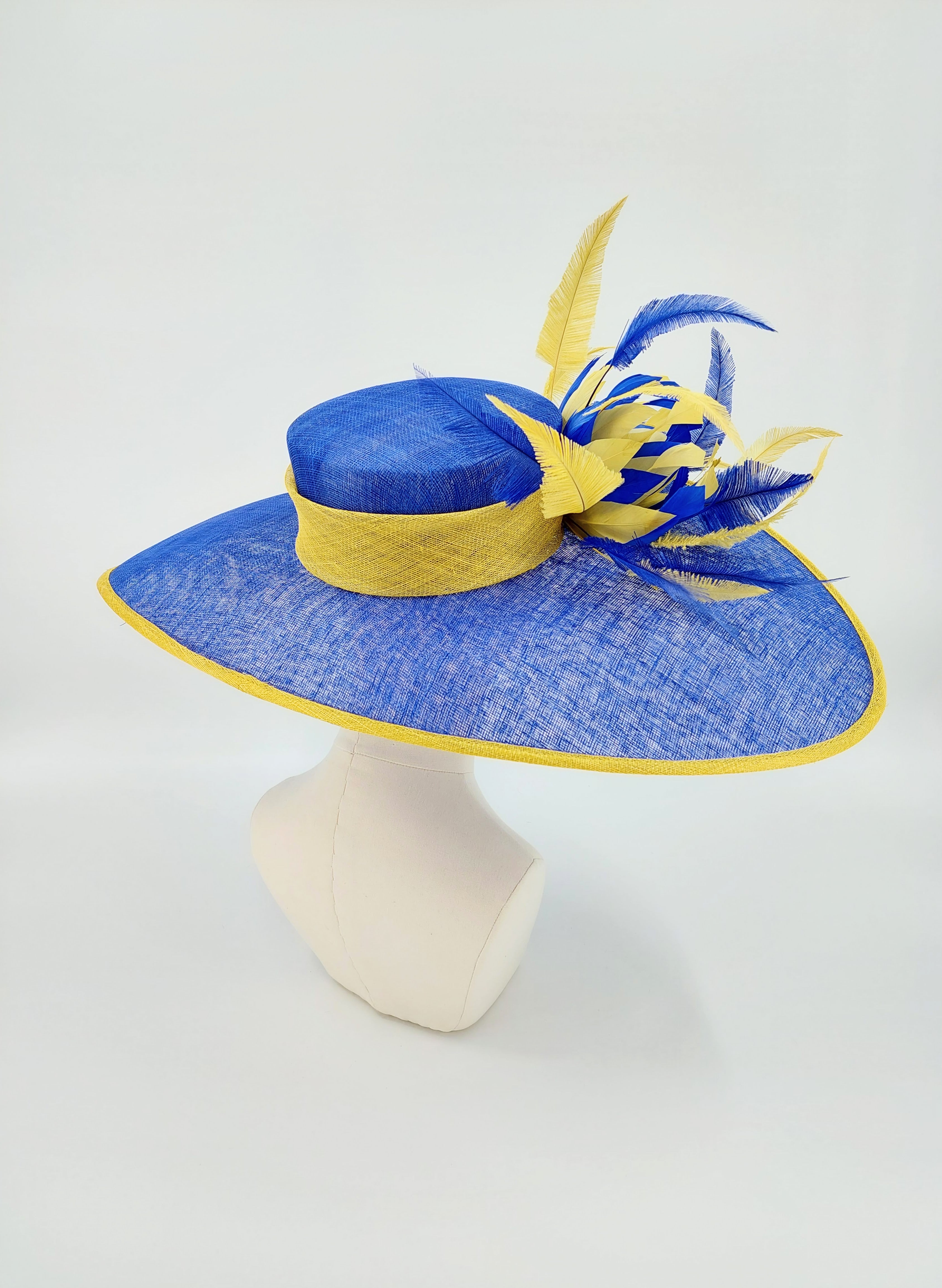 Navy and yellow clearance wedding hats